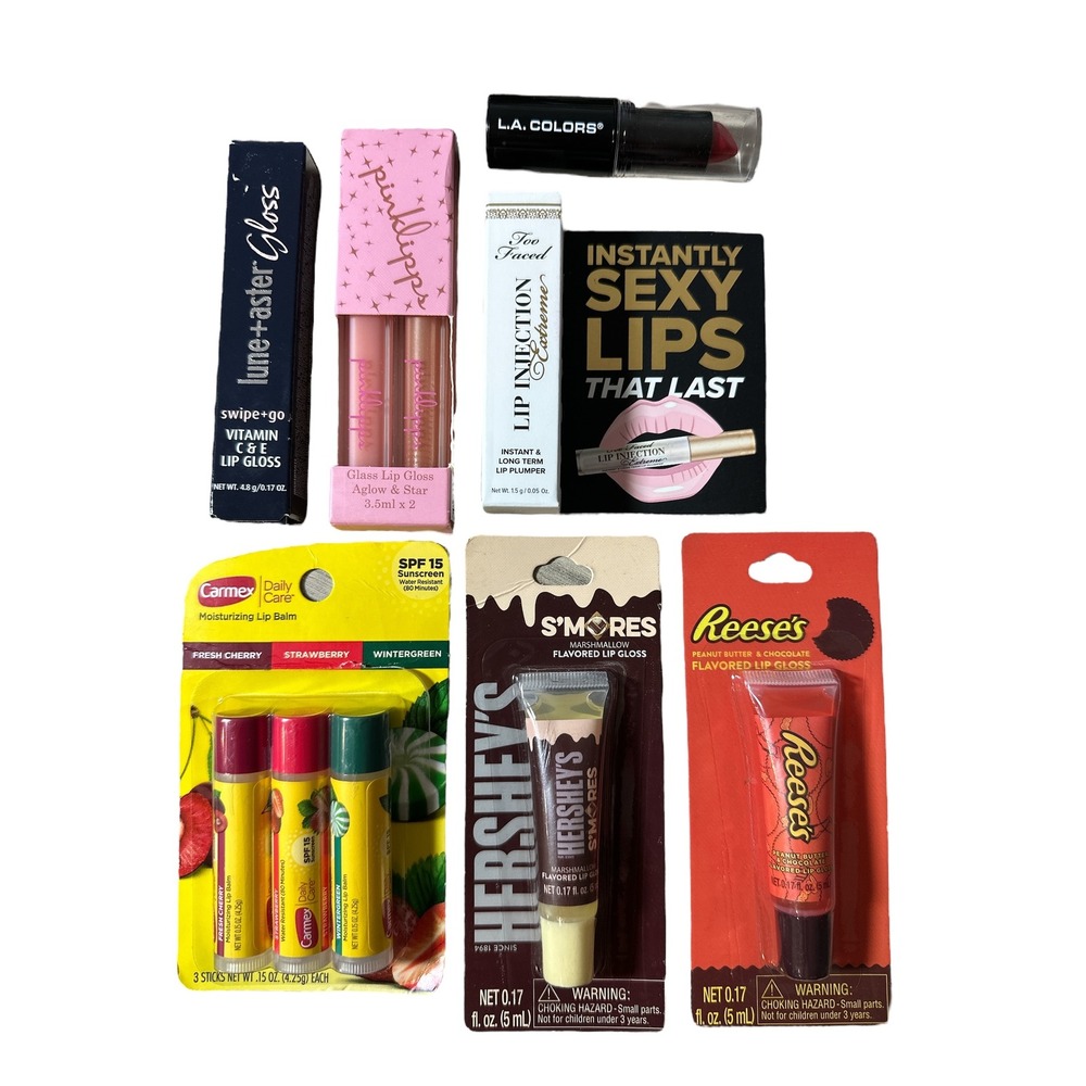 (7) Mixed Lip Beauty Bundle with Plumper, Gloss, Lipstick, VTG Gloss & Balm‎ NEW
